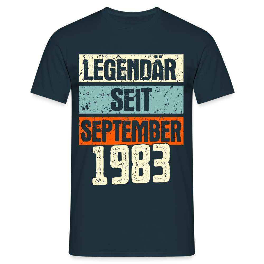 Geburtstags Shirt Legendär seit September 1983 Geschenk T-Shirt - Navy