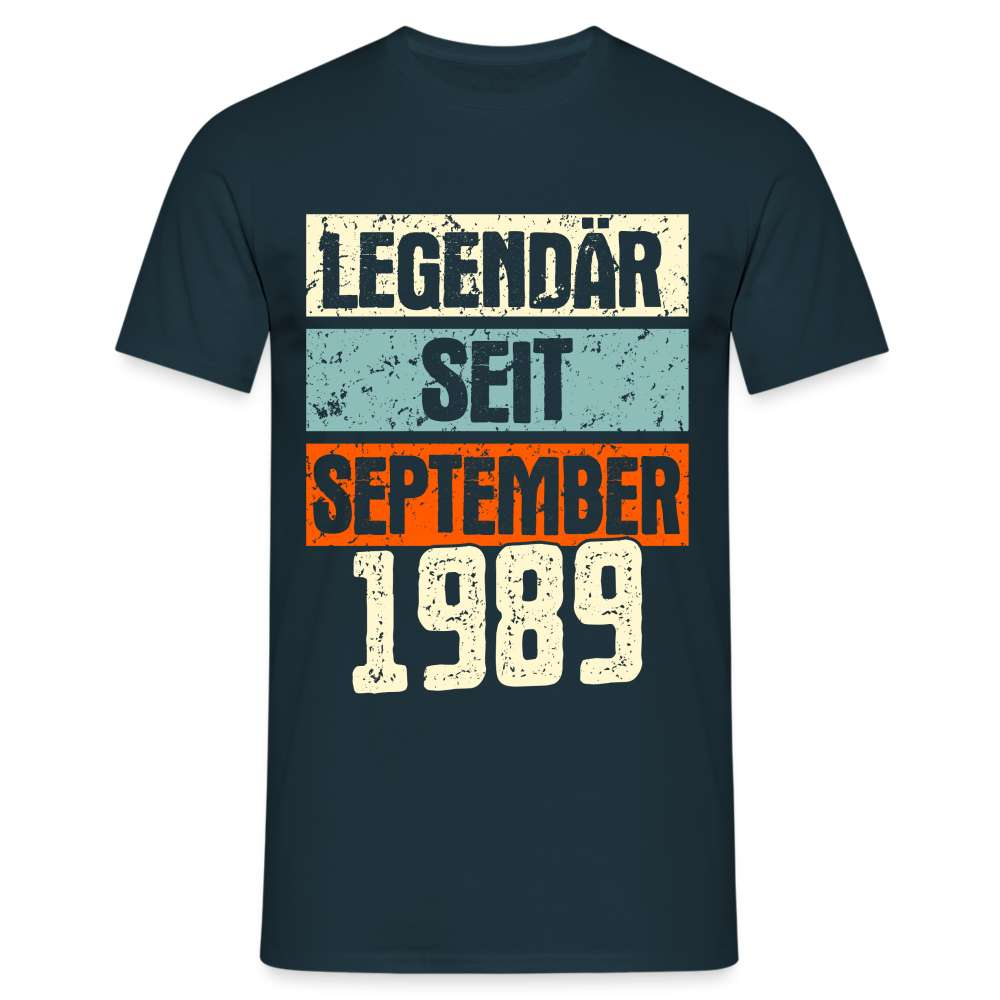 Geburtstags Shirt Legendär seit September 1989 Geschenk T-Shirt - Navy