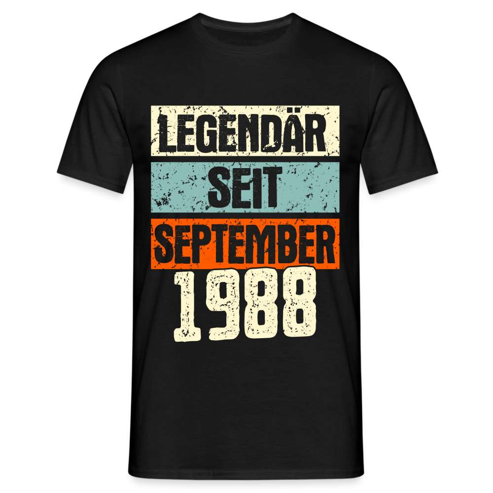 Geburtstags Shirt Legendär seit September 1988 Geschenk T-Shirt - Schwarz