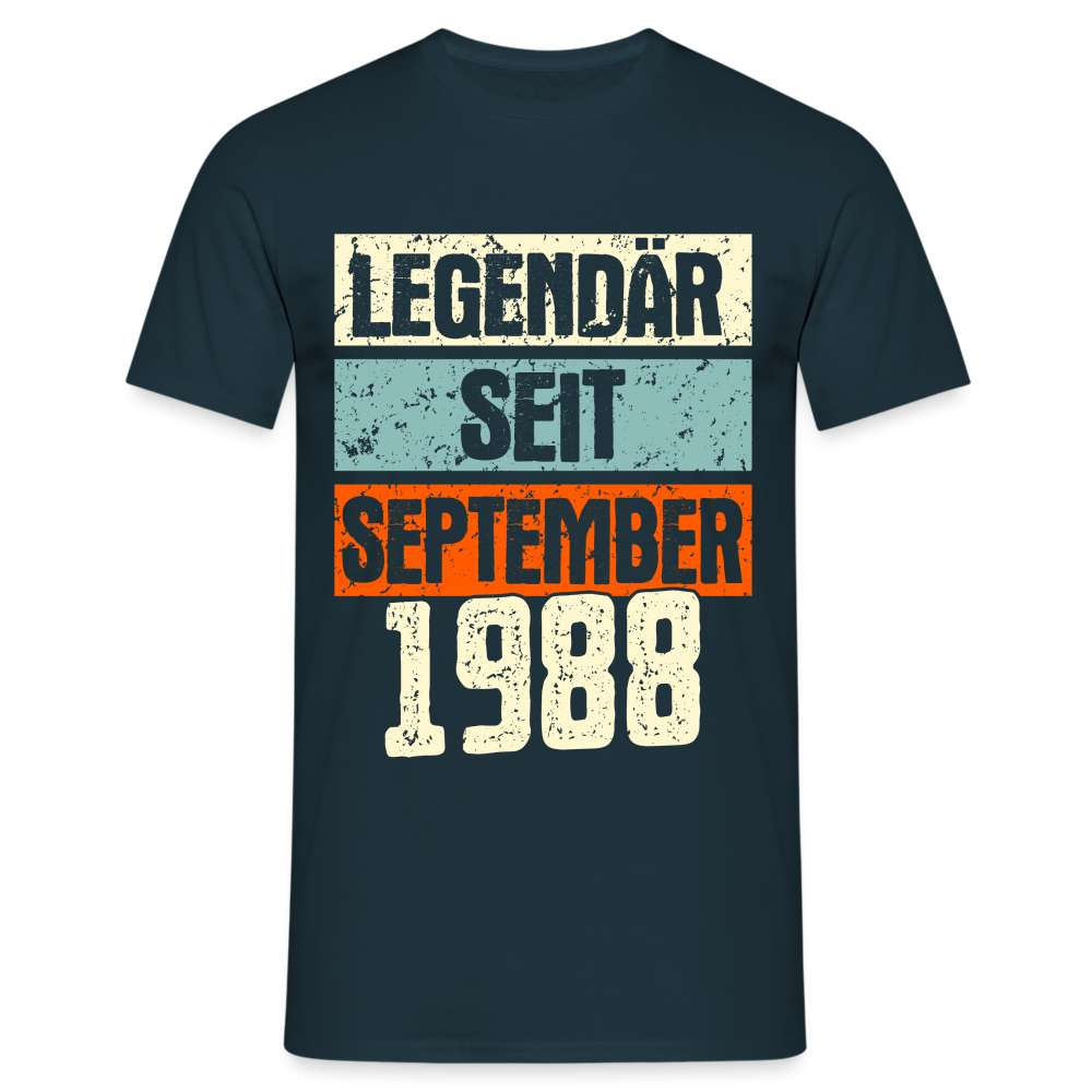 Geburtstags Shirt Legendär seit September 1988 Geschenk T-Shirt - Navy