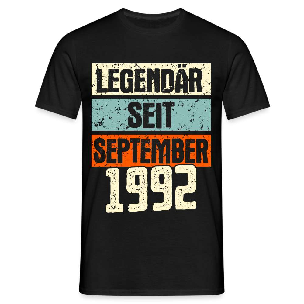 30. Geburtstags Shirt Legendär seit September 1992 Geschenk T-Shirt - Schwarz