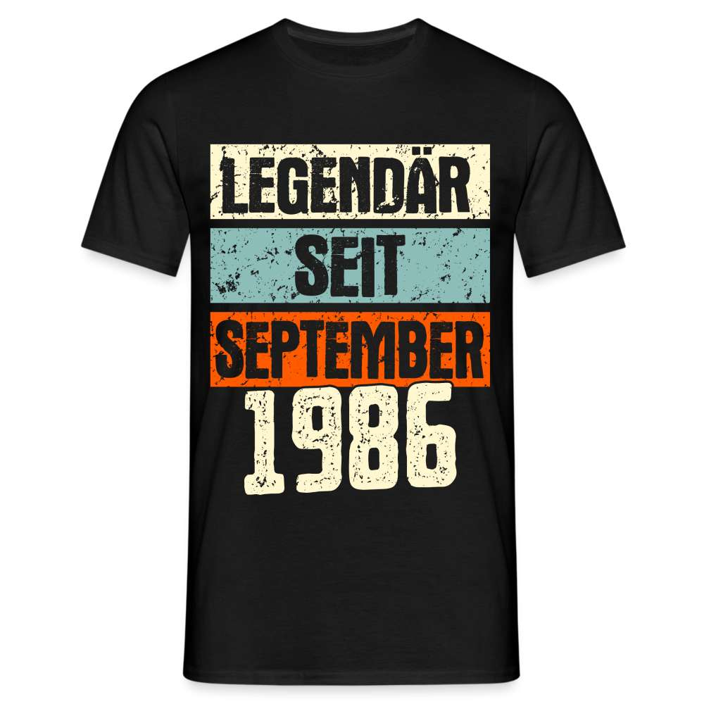 Geburtstags Shirt Legendär seit September 1986 Geschenk T-Shirt - Schwarz