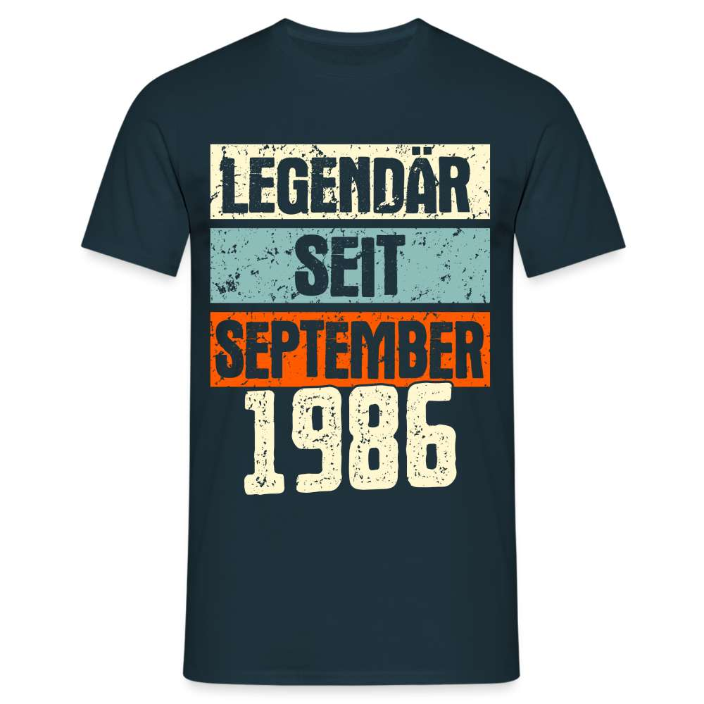 Geburtstags Shirt Legendär seit September 1986 Geschenk T-Shirt - Navy