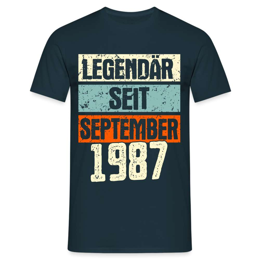 Geburtstags Shirt Legendär seit September 1987 Geschenk T-Shirt - Navy
