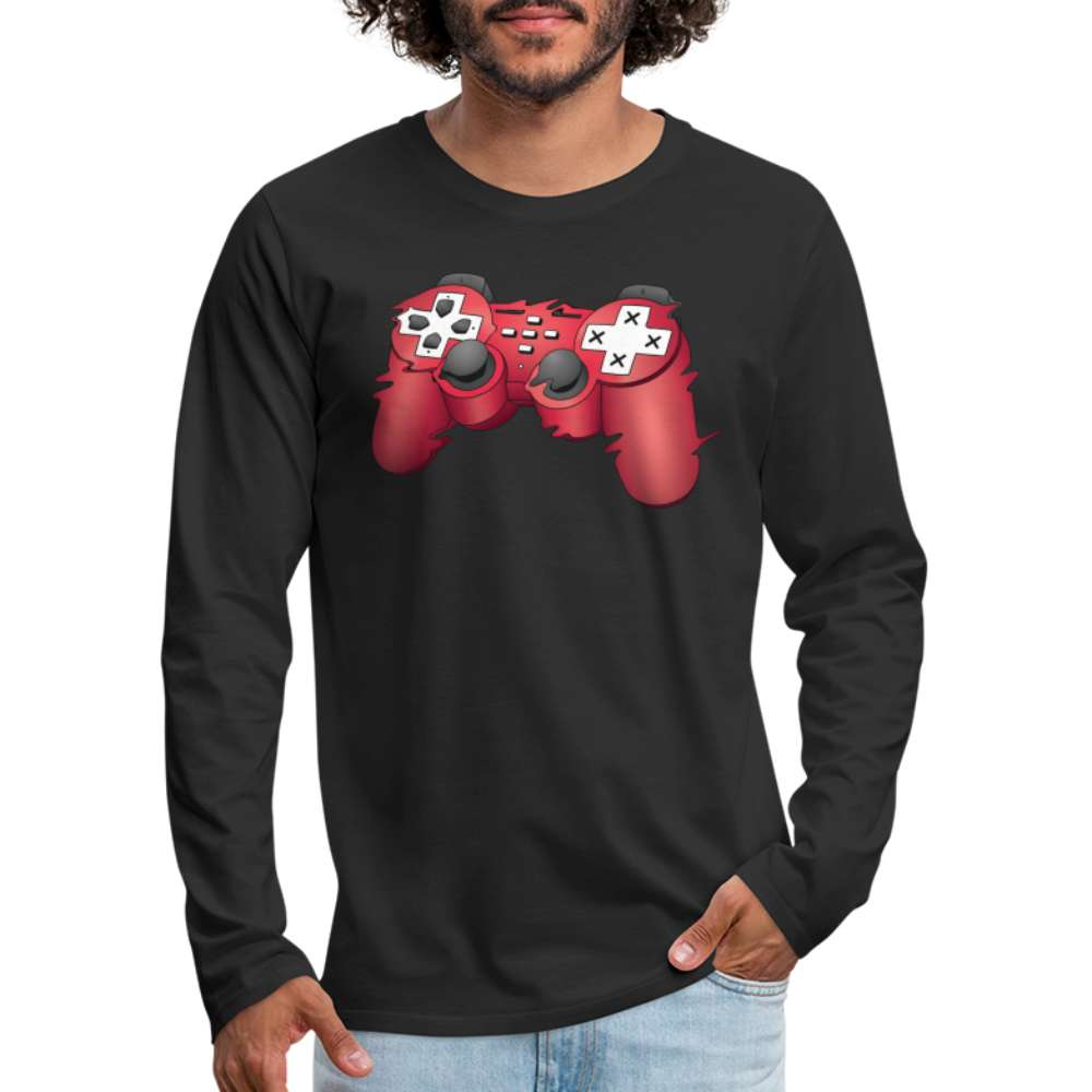 Gaming Shirt Game Controller Game Pad Lustiges Geschenk Premium Langarmshirt - Schwarz