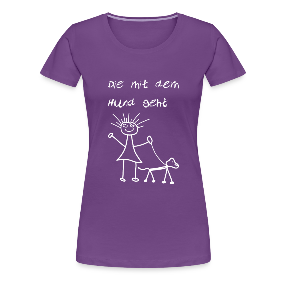 Hundeliebhaber Geschenkidee Die mit dem Hund geht Frauen Premium T-Shirt - Lila