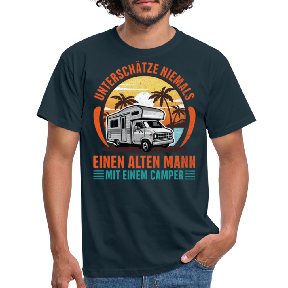 Alter Mann mit Camper Wohnmobil Womo Lustiges T-Shirt - Navy