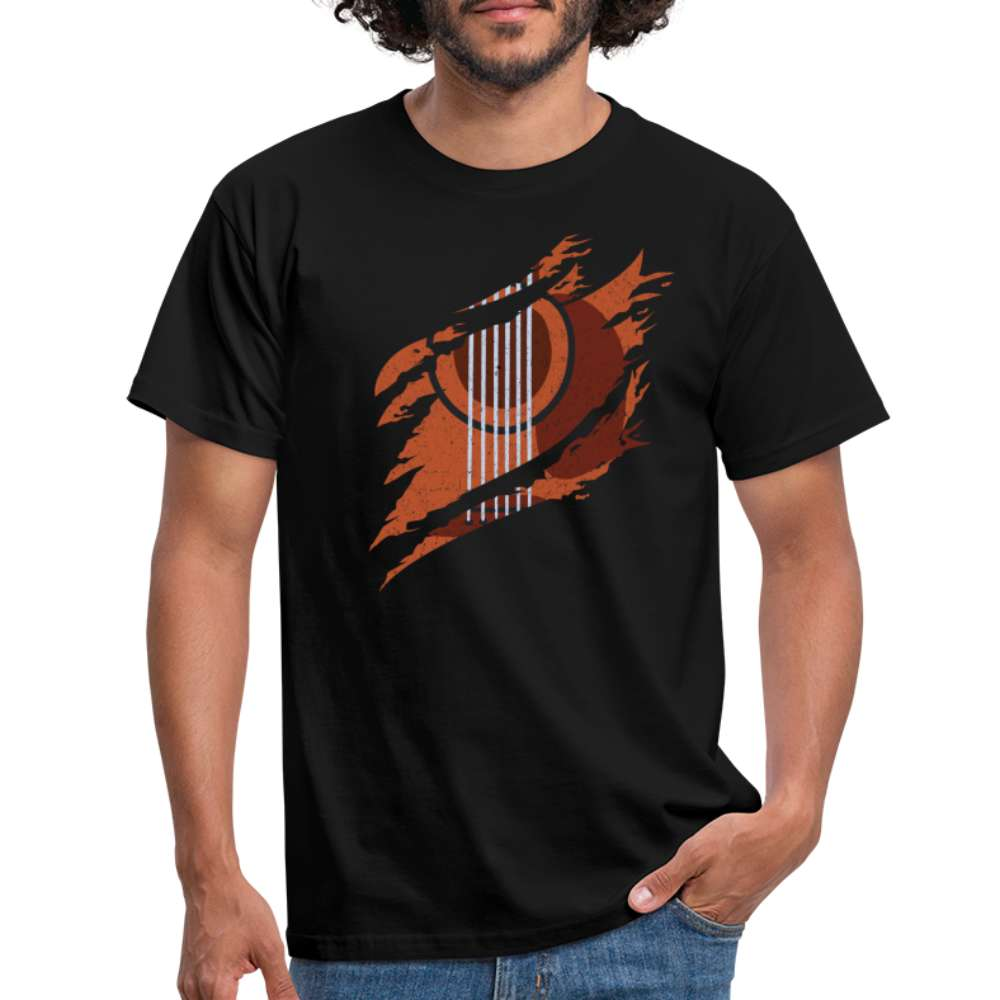 Gitarrist Shirt zerrissenes Shirt Gitarre T-Shirt - Schwarz