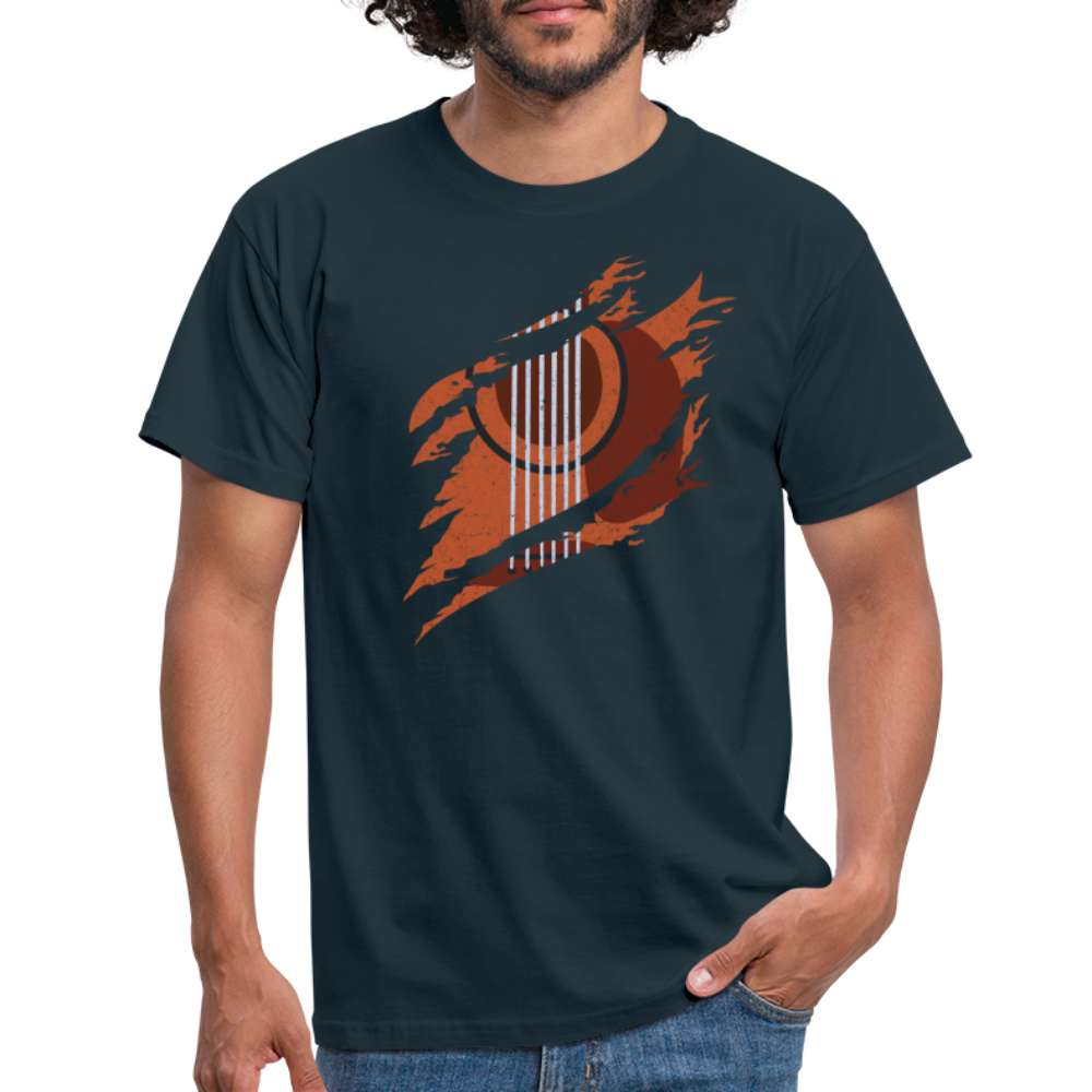 Gitarrist Shirt zerrissenes Shirt Gitarre T-Shirt - Navy