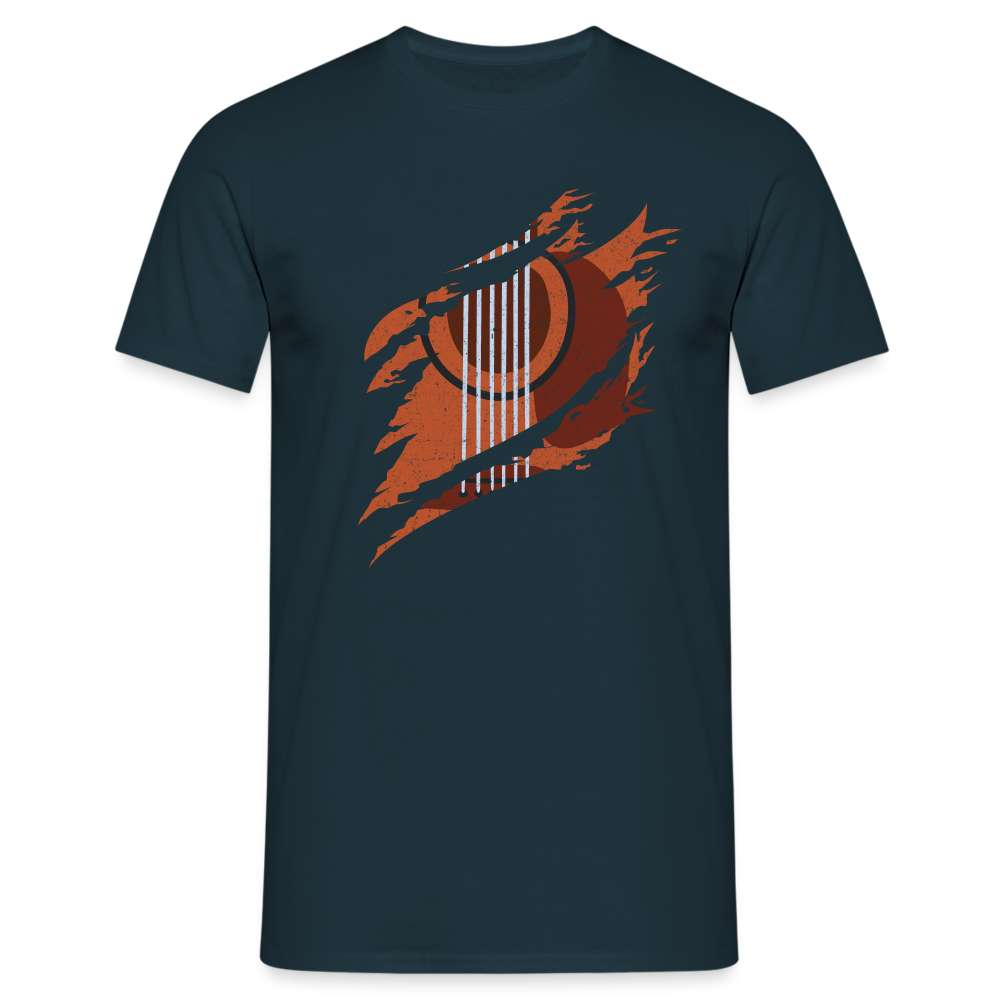 Gitarrist Shirt zerrissenes Shirt Gitarre T-Shirt - Navy