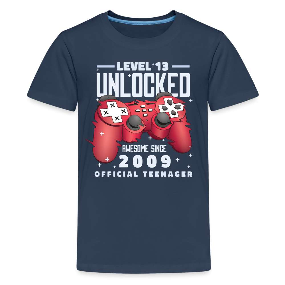 Gamer 13. Geburtstag Level 13 Unlocked Teenager Premium T-Shirt - Navy