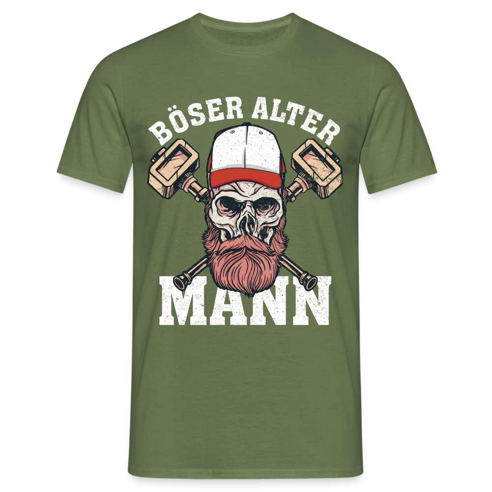 Totenkopf Böser Alter Mann Lustiges T-Shirt - Militärgrün