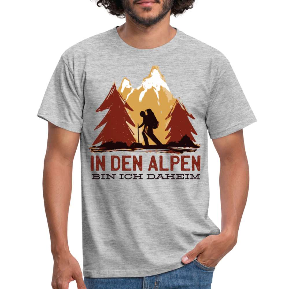 Bergmenschen in den Alpen bin ich daheim Männer T-Shirt - Grau meliert