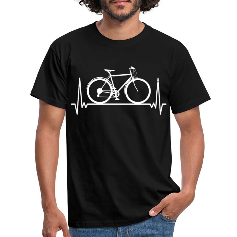 Fahrrad EKG Herzschlag Radfahrer aus Leidenschaft T-Shirt - Schwarz