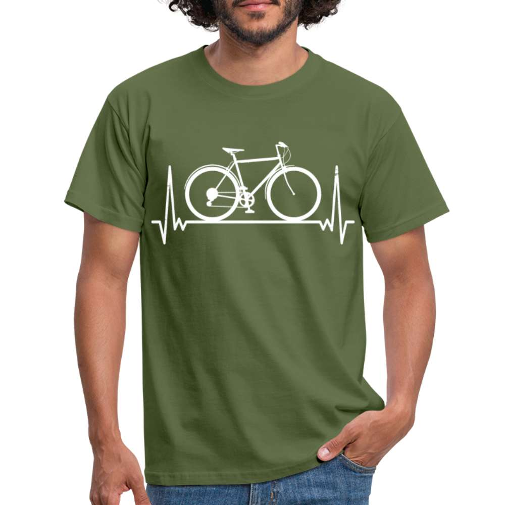 Fahrrad EKG Herzschlag Radfahrer aus Leidenschaft T-Shirt - Militärgrün