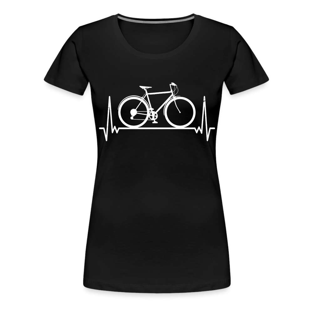 Fahrrad EKG Herzschlag Radfahrerin aus Leidenschaft Frauen Premium T-Shirt - Schwarz
