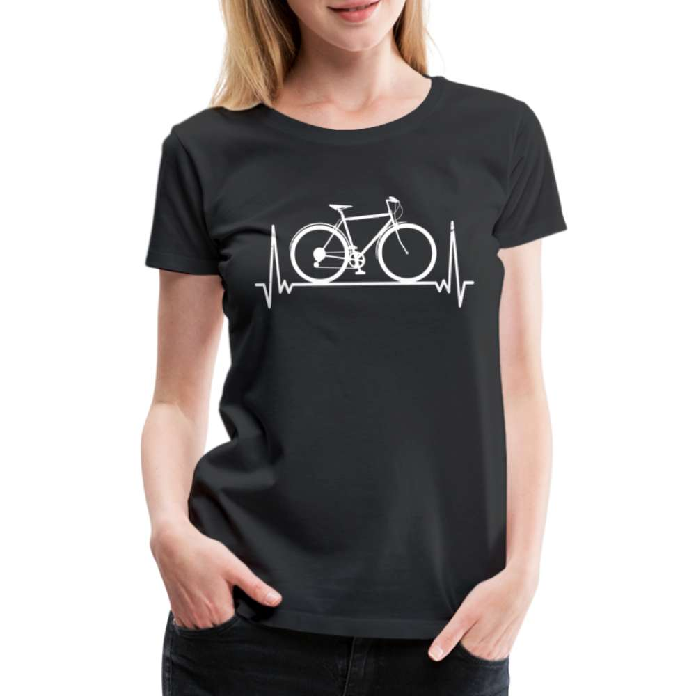 Fahrrad EKG Herzschlag Radfahrerin aus Leidenschaft Frauen Premium T-Shirt - Schwarz