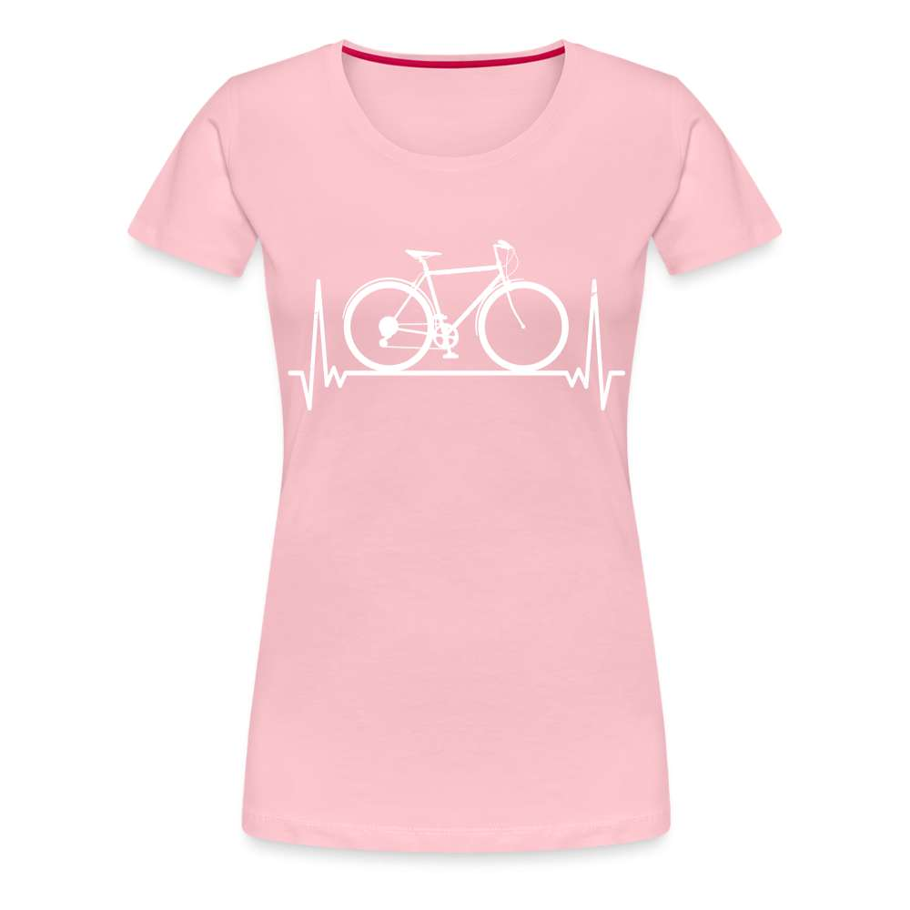 Fahrrad EKG Herzschlag Radfahrerin aus Leidenschaft Frauen Premium T-Shirt - Hellrosa