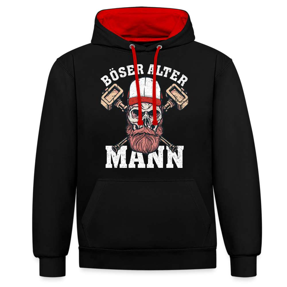 Totenkopf Böser Alter Mann Lustiger Premium Hoodie - Schwarz/Rot