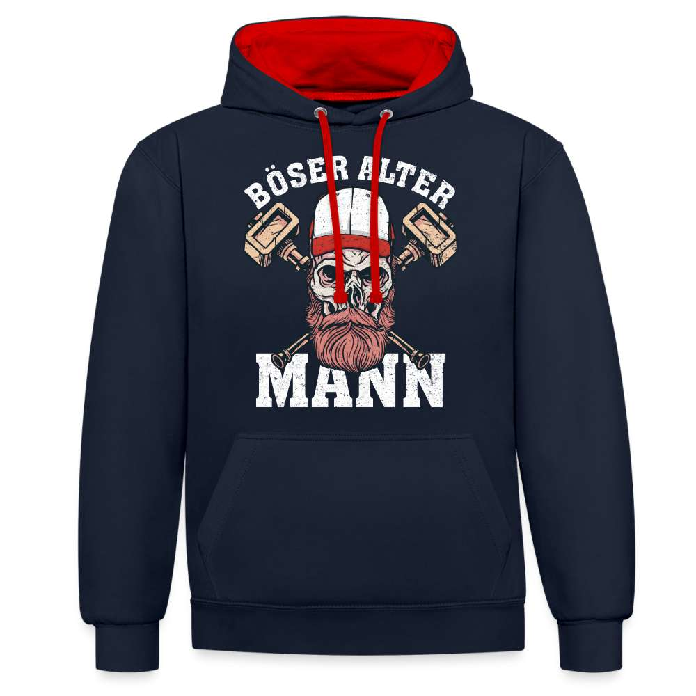 Totenkopf Böser Alter Mann Lustiger Premium Hoodie - Navy/Rot