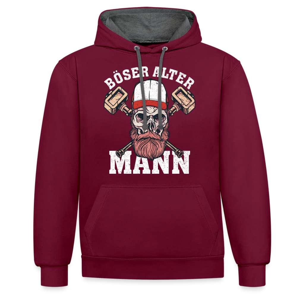 Totenkopf Böser Alter Mann Lustiger Premium Hoodie - Weinrot/Anthrazit