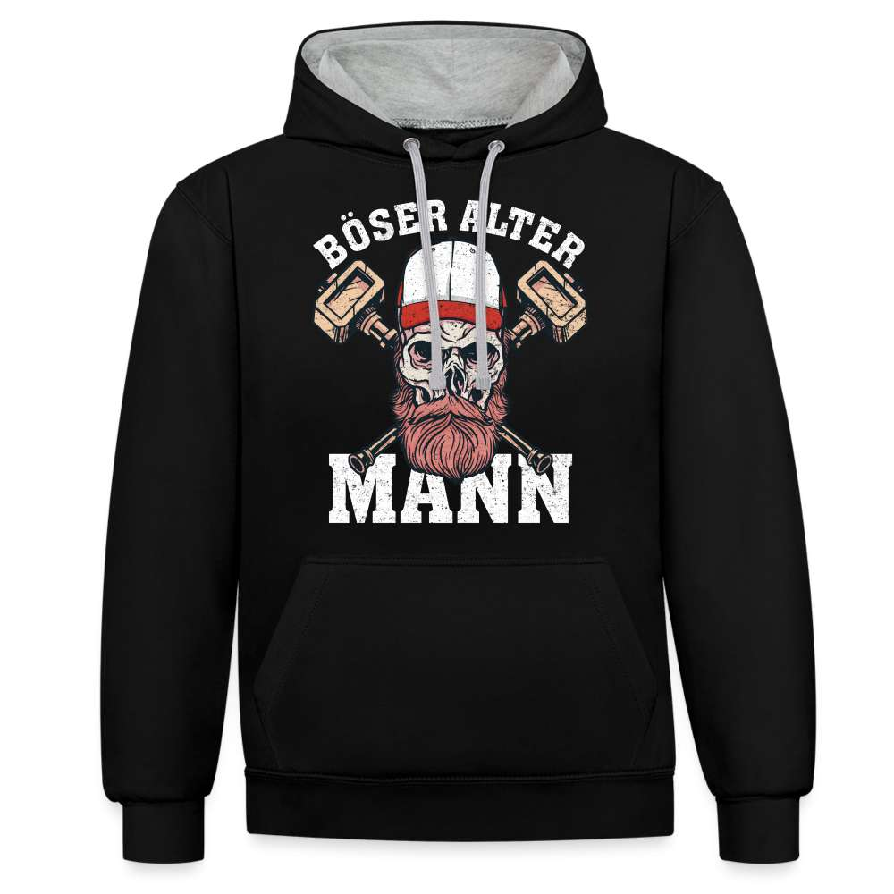 Totenkopf Böser Alter Mann Lustiger Premium Hoodie - Schwarz/Grau meliert