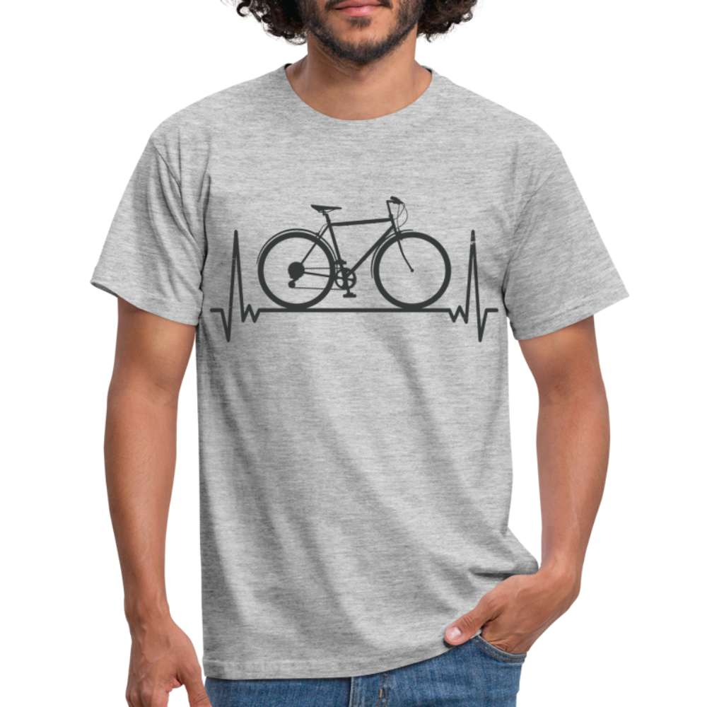Fahrrad EKG Herzschlag Radfahrer aus Leidenschaft T-Shirt - Grau meliert