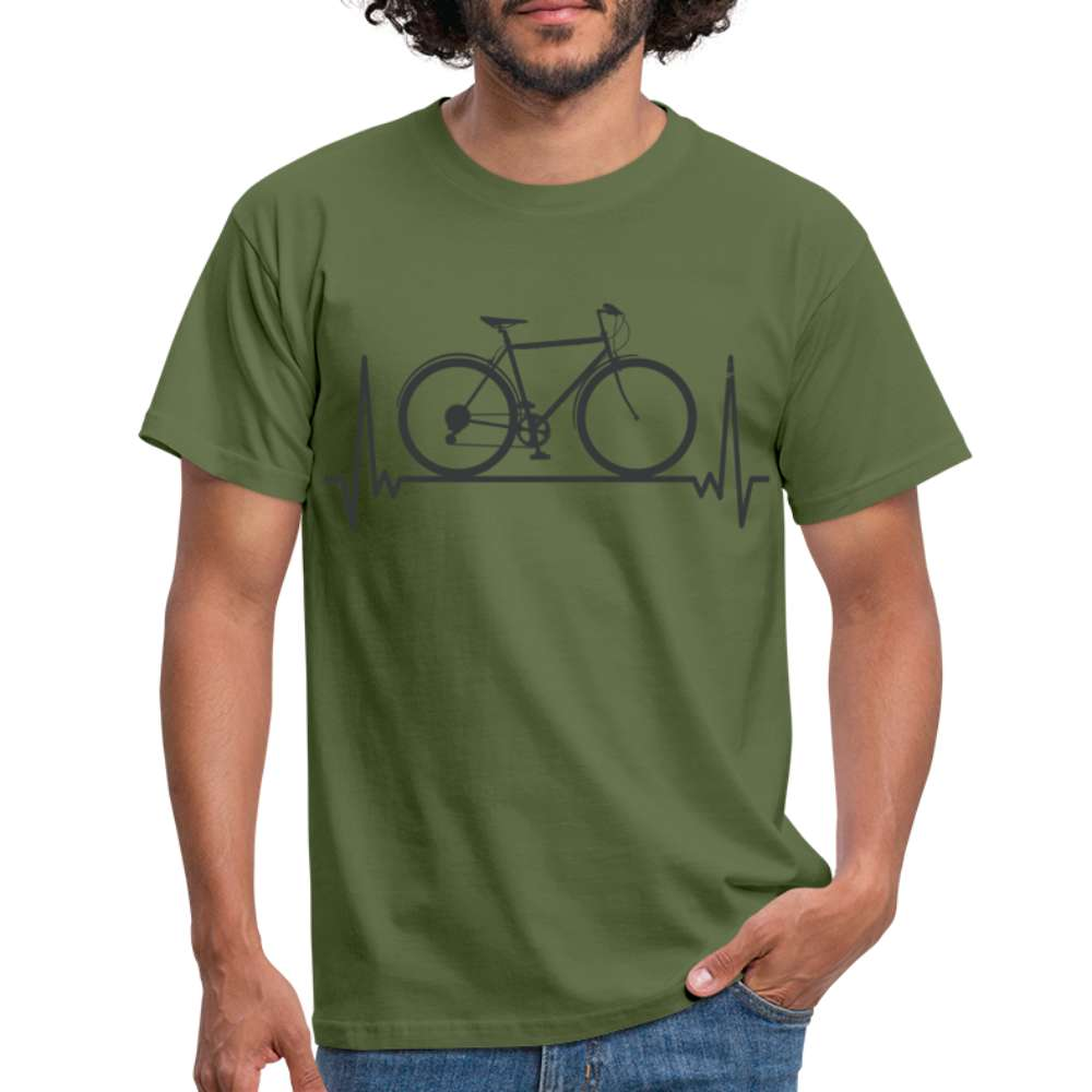 Fahrrad EKG Herzschlag Radfahrer aus Leidenschaft T-Shirt - Militärgrün