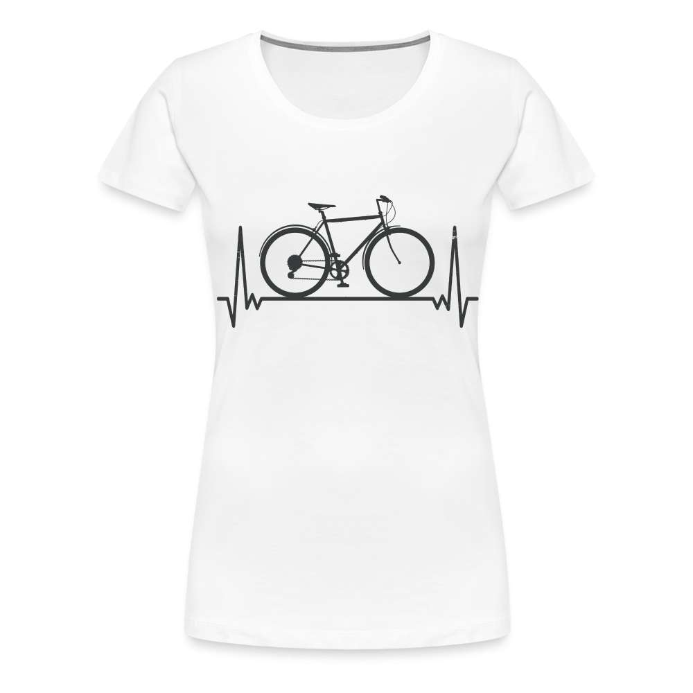 Fahrrad EKG Herzschlag Radfahrerin aus Leidenschaft Frauen Premium T-Shirt - weiß