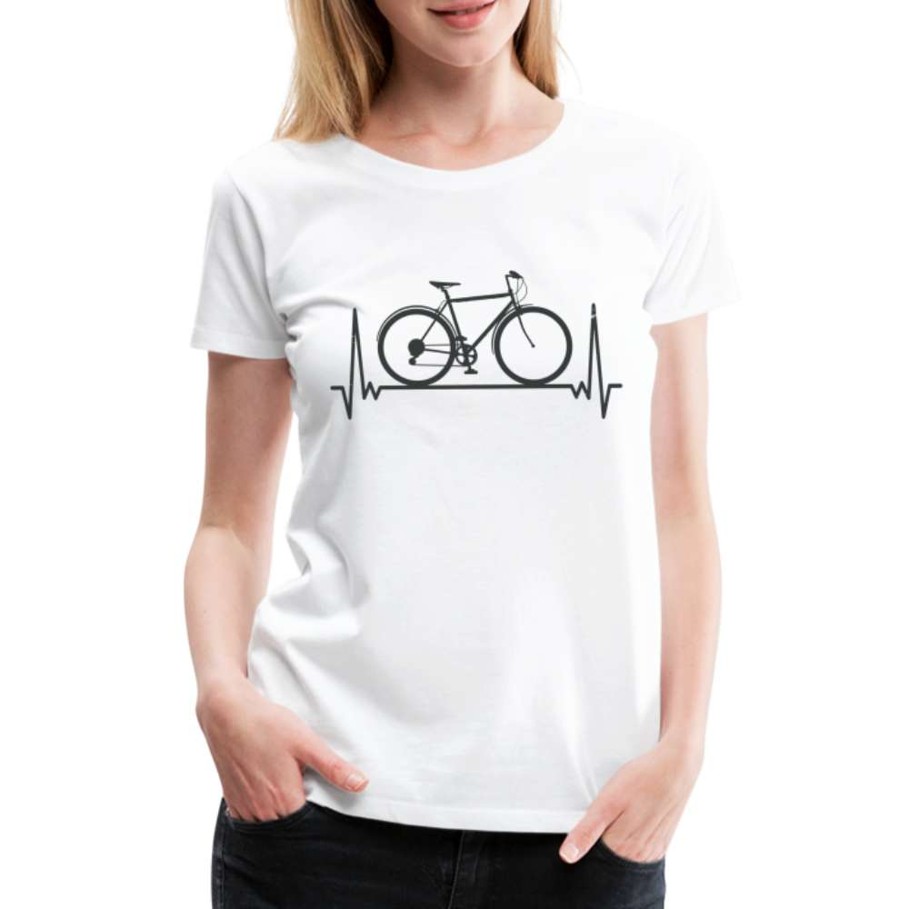Fahrrad EKG Herzschlag Radfahrerin aus Leidenschaft Frauen Premium T-Shirt - weiß