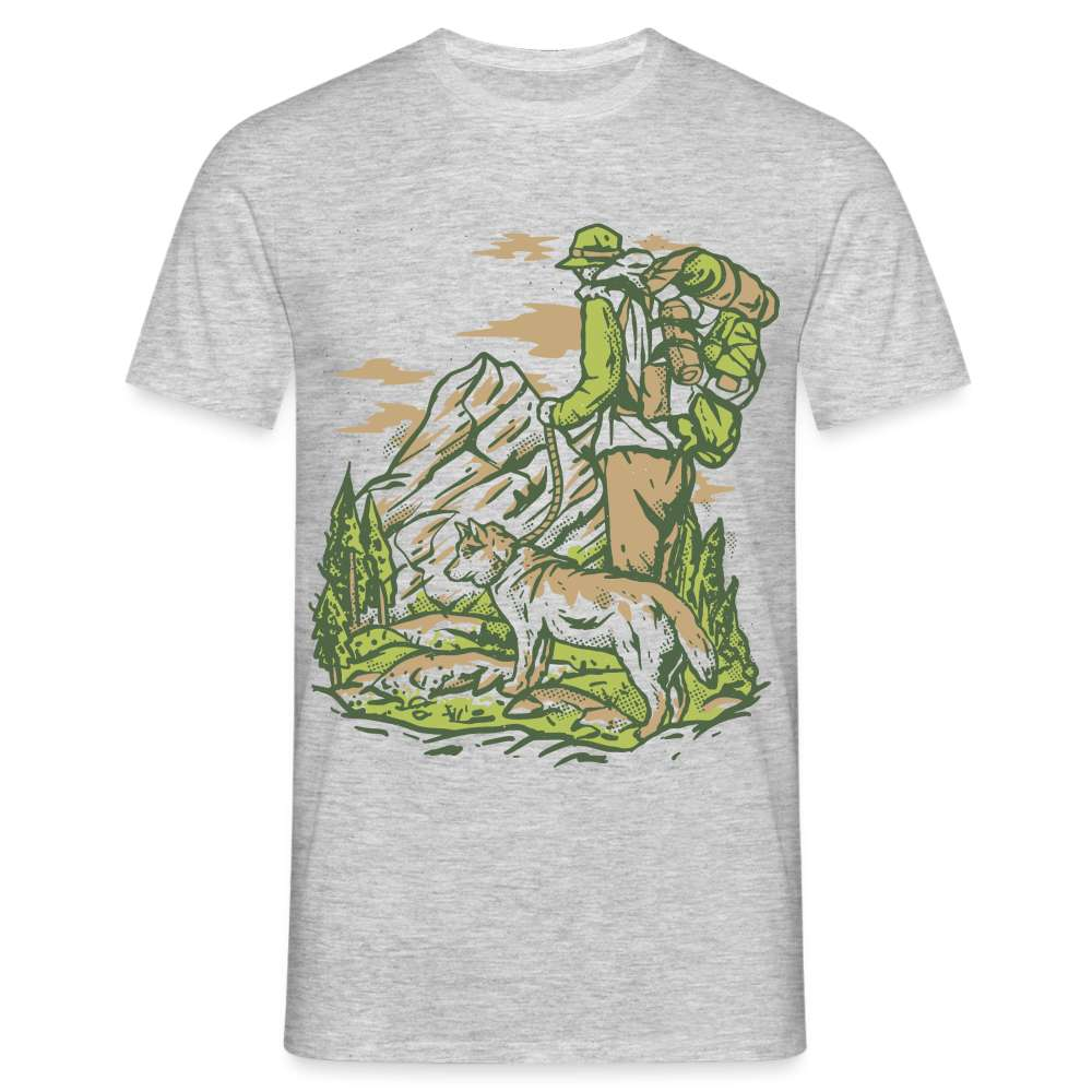 Berge Bergmenschen Hund Wandern T-Shirt - Grau meliert