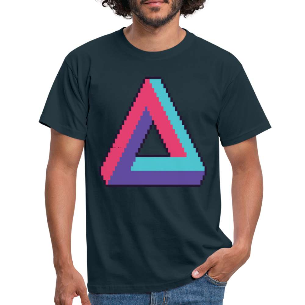 Retro Gaming Programmierer Unendliches Pixel Dreieck T-Shirt - Navy