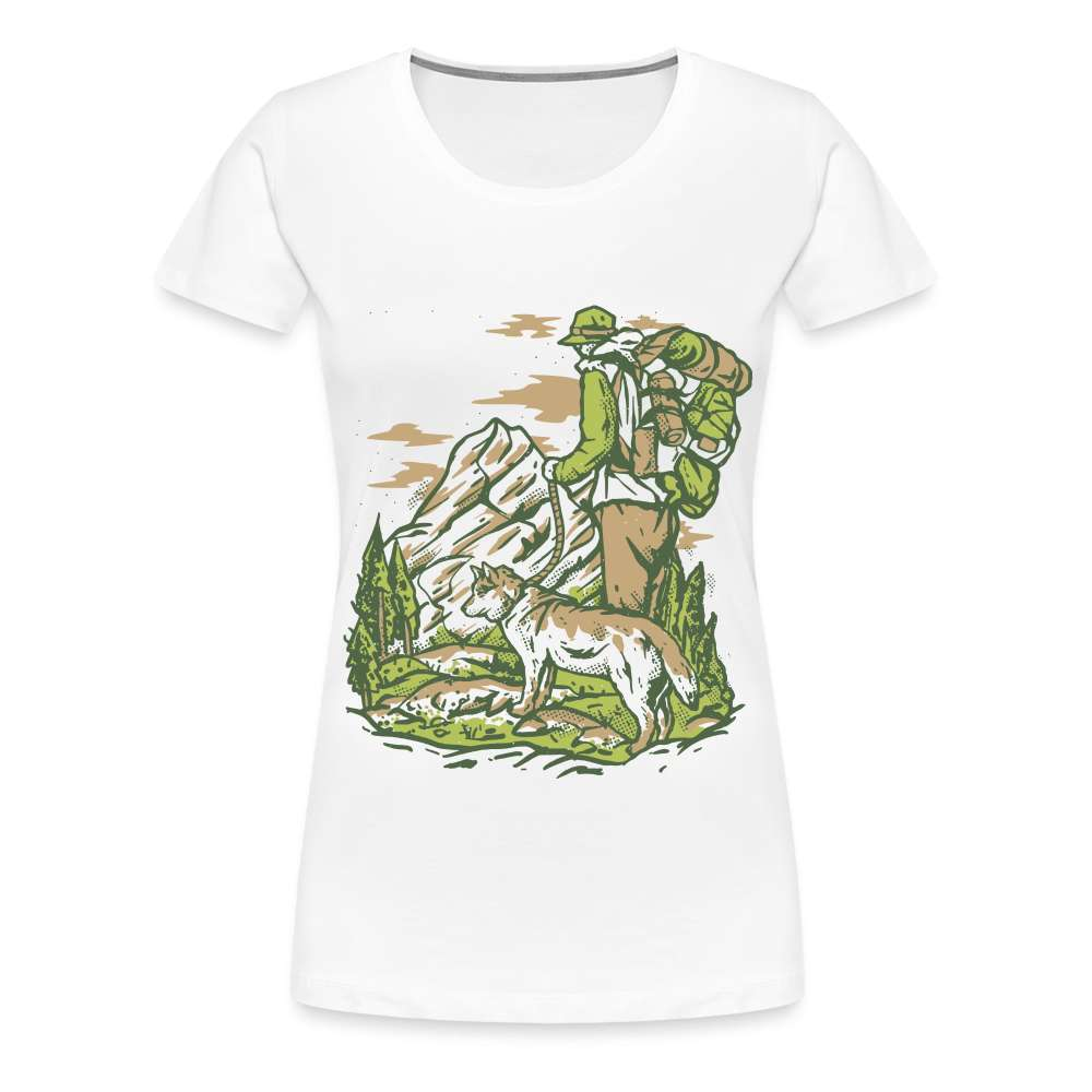 Berge Bergmenschen Hund Wandern Frauen Premium T-Shirt - weiß