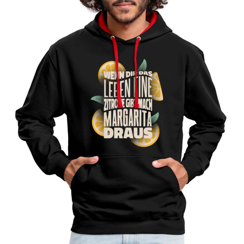 Wenn Dir das Leben Zitronen gibt mach Margarita draus - Hoodie - Schwarz/Rot