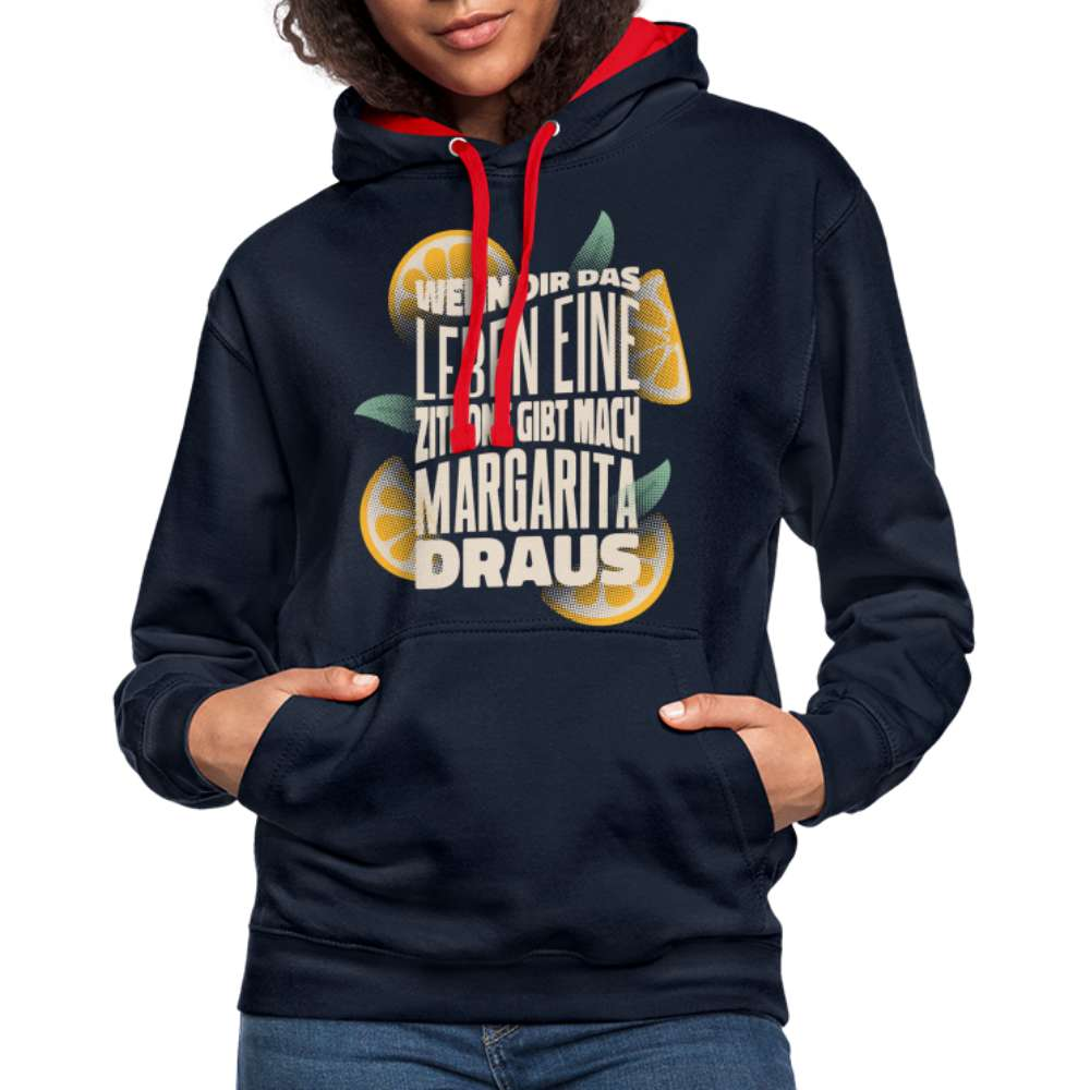 Wenn Dir das Leben Zitronen gibt mach Margarita draus - Hoodie - Navy/Rot