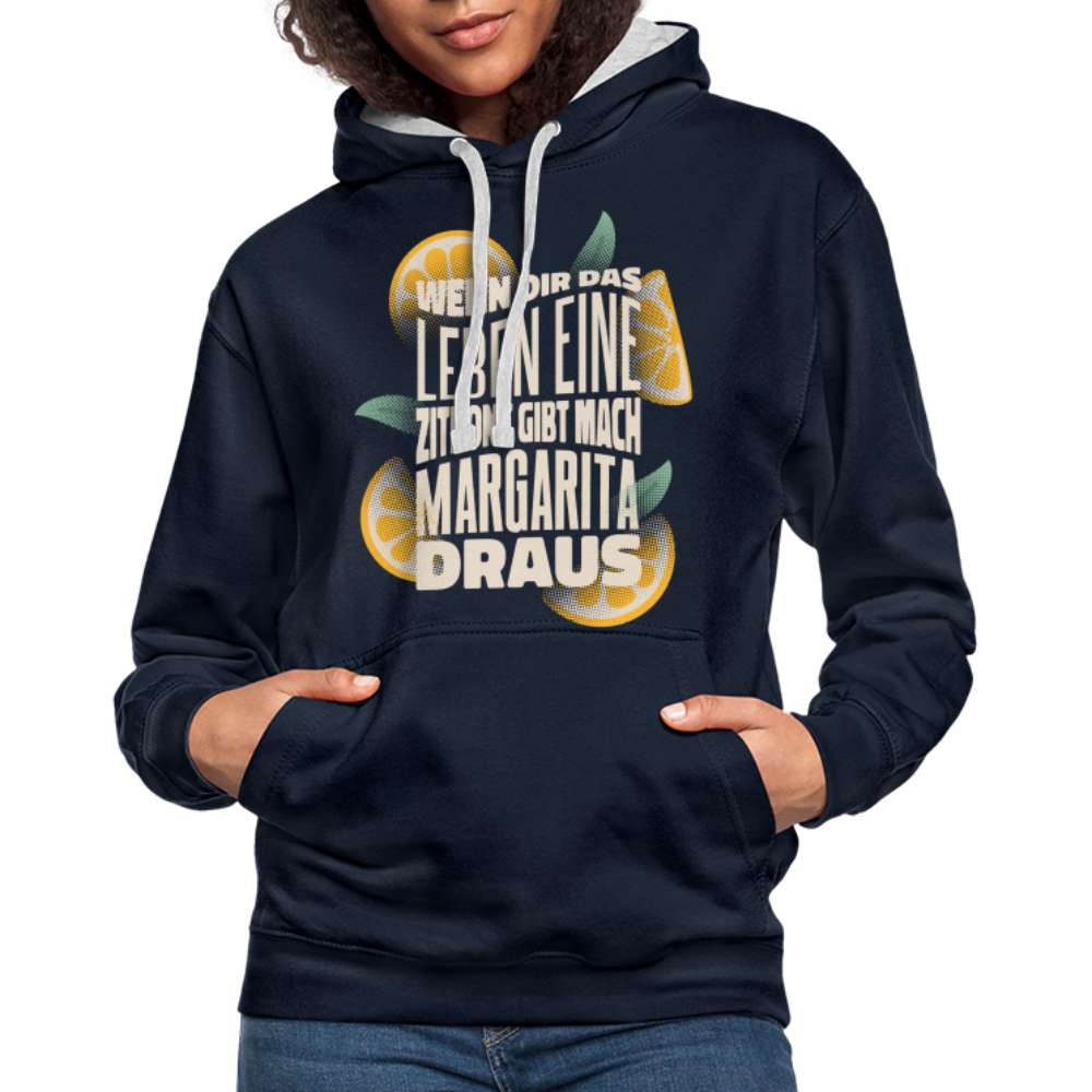 Wenn Dir das Leben Zitronen gibt mach Margarita draus - Hoodie - Navy/Grau meliert