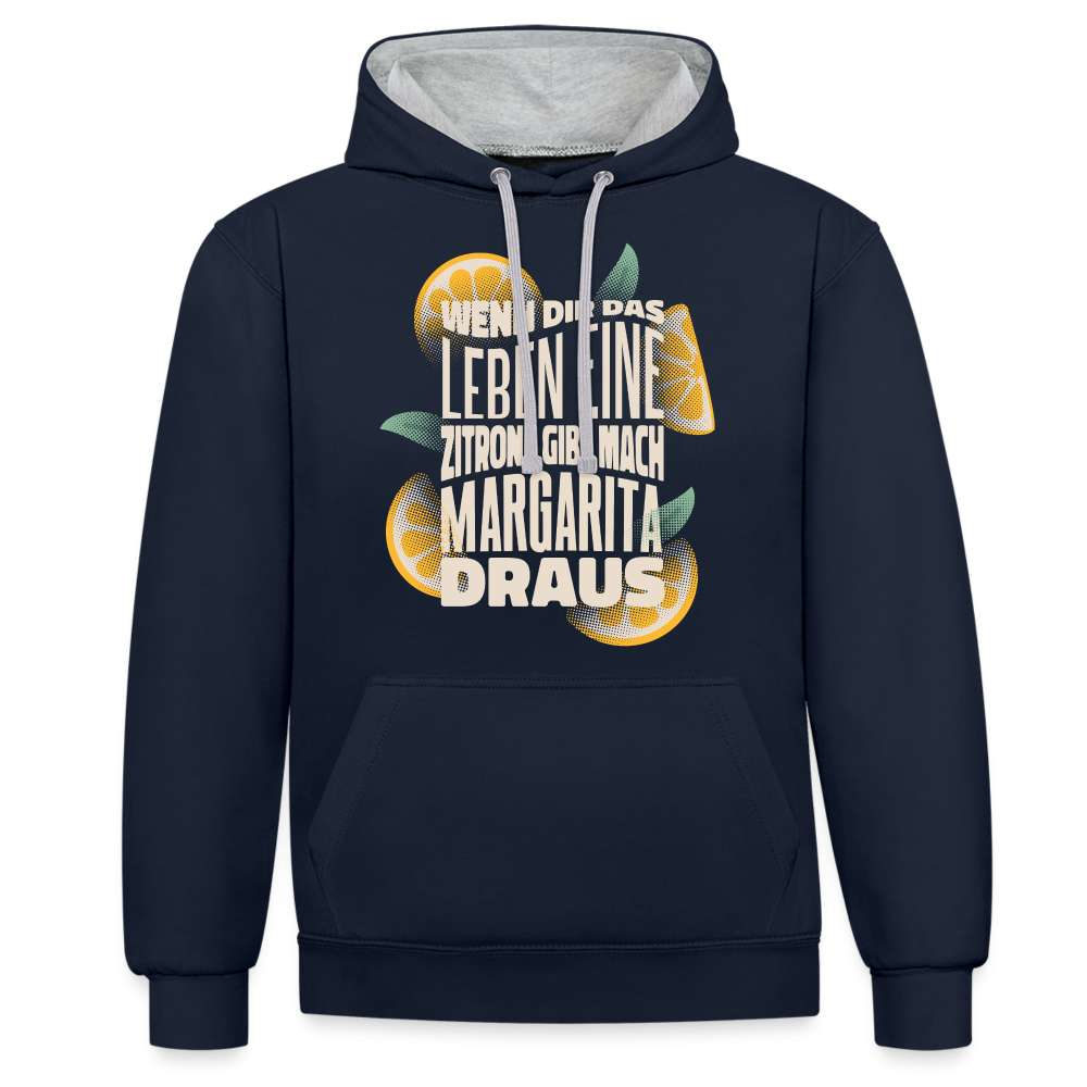 Wenn Dir das Leben Zitronen gibt mach Margarita draus - Hoodie - Navy/Grau meliert