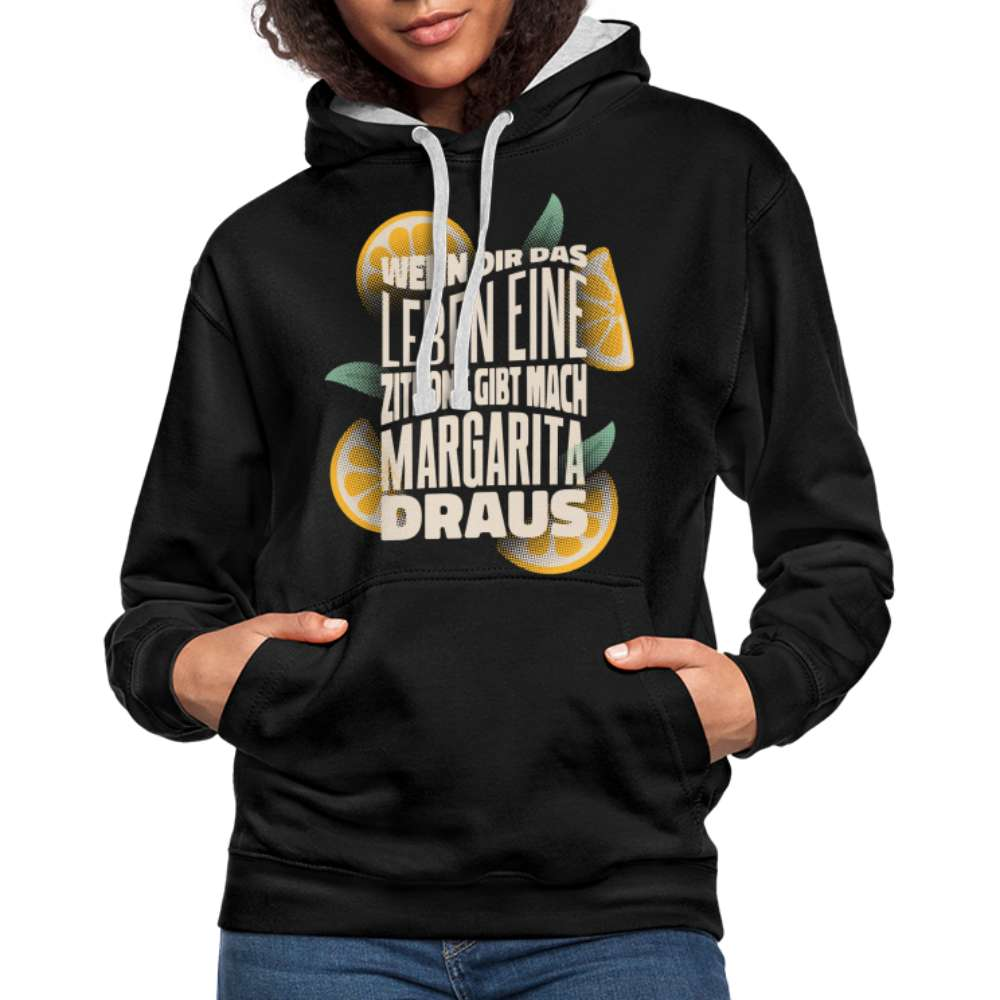 Wenn Dir das Leben Zitronen gibt mach Margarita draus - Hoodie - Schwarz/Grau meliert