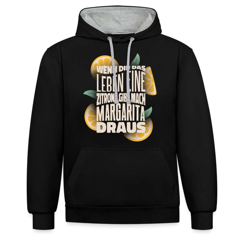 Wenn Dir das Leben Zitronen gibt mach Margarita draus - Hoodie - Schwarz/Grau meliert