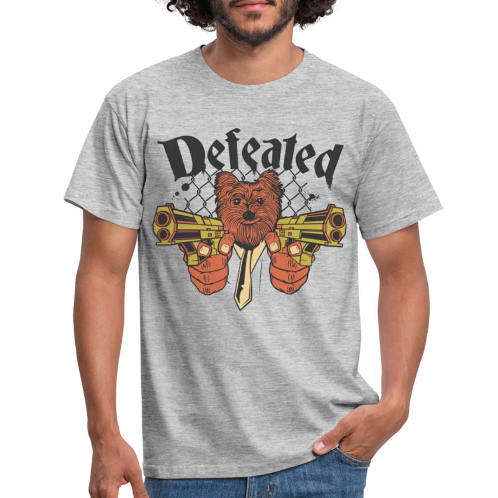 Lustiger Hund mit Pistole - Erwischt - Defeated - T-Shirt - Grau meliert