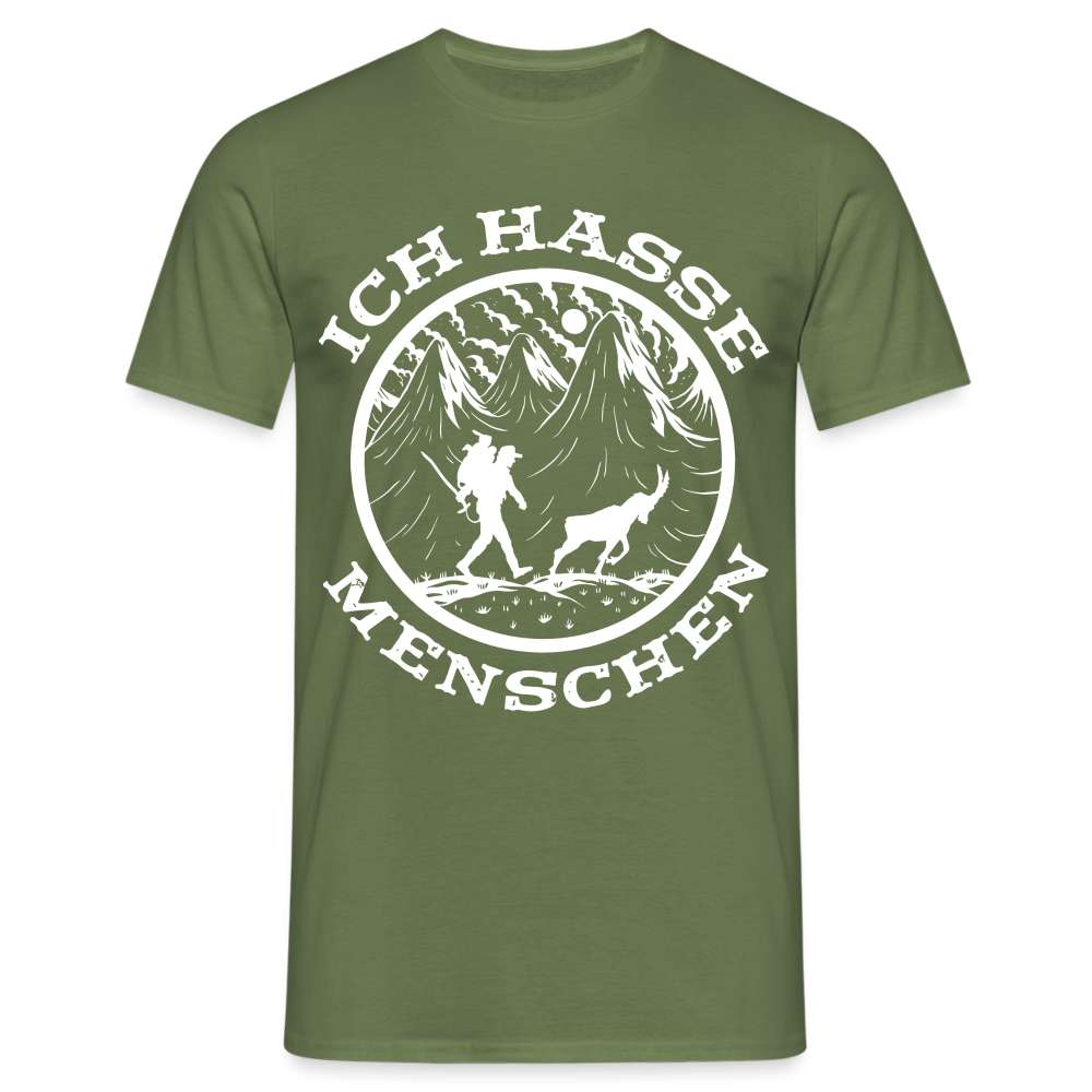 Berge Bergmenschen Wandern - Ich hasse Menschen - T-Shirt - Militärgrün