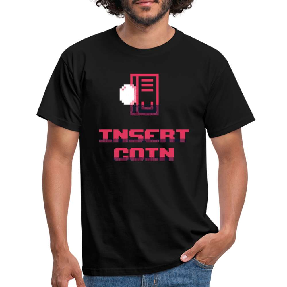 80s Retro Spielautomaten INSERT COIN - T-Shirt - Schwarz