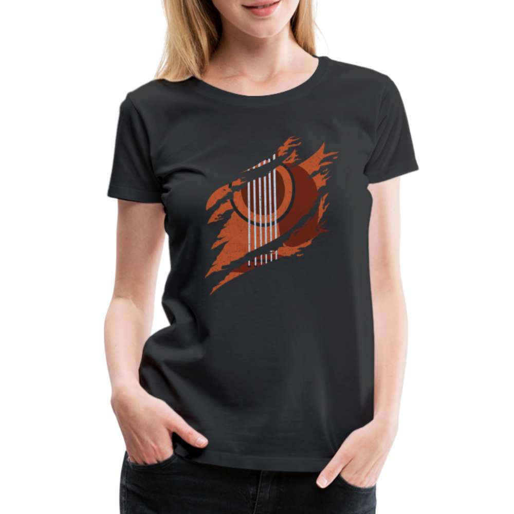 Gitarrist Gitarre Zerrissenes Shirt Frauen Premium Frauen Premium T-Shirt - Schwarz