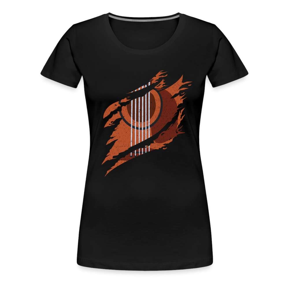 Gitarrist Gitarre Zerrissenes Shirt Frauen Premium Frauen Premium T-Shirt - Schwarz