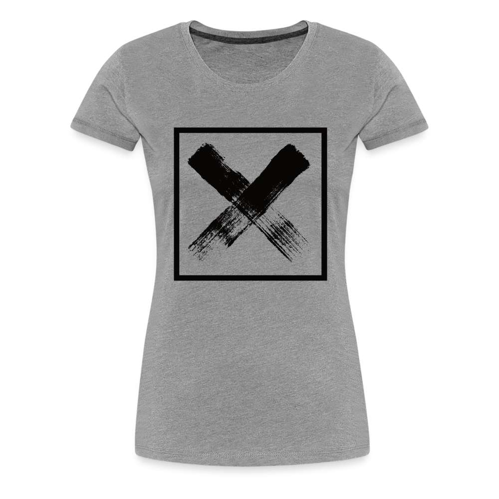 Warnzeichen X Gefahrenzeichen Lustiges - Frauen Premium T-Shirt - Grau meliert