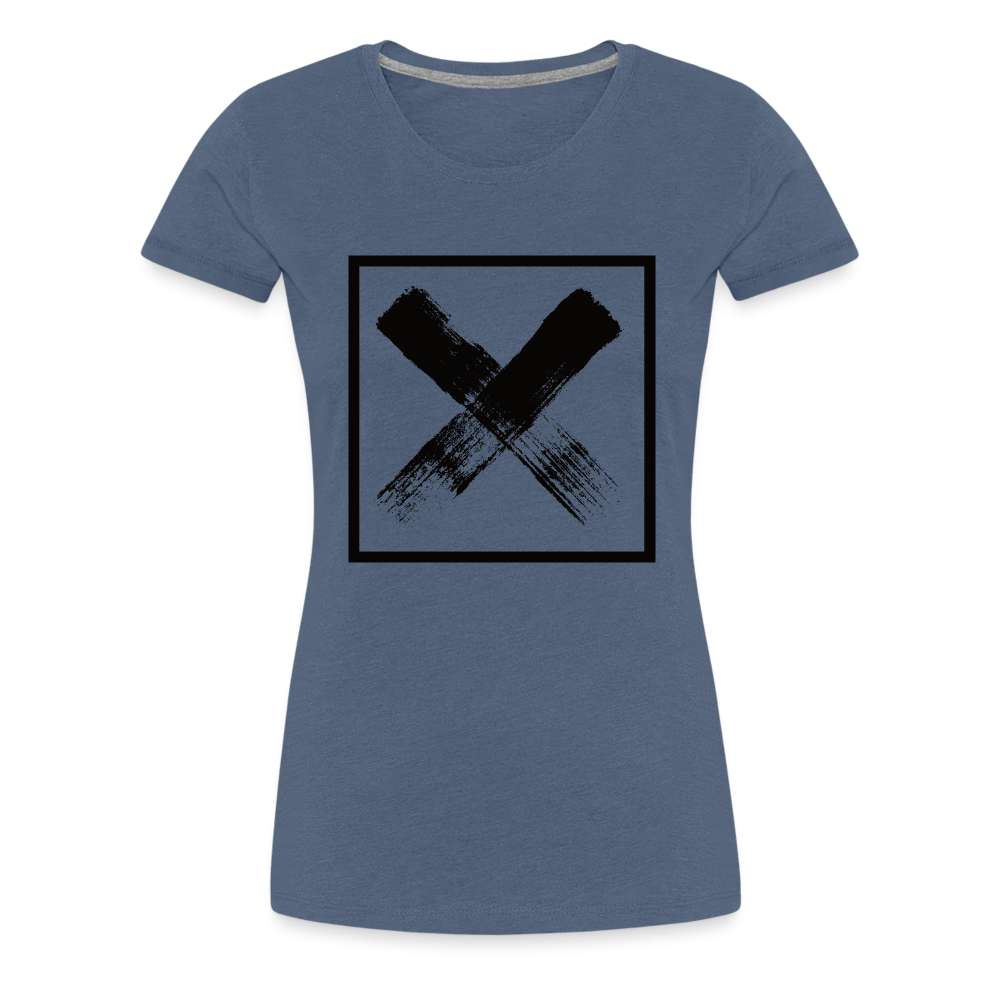 Warnzeichen X Gefahrenzeichen Lustiges - Frauen Premium T-Shirt - Blau meliert