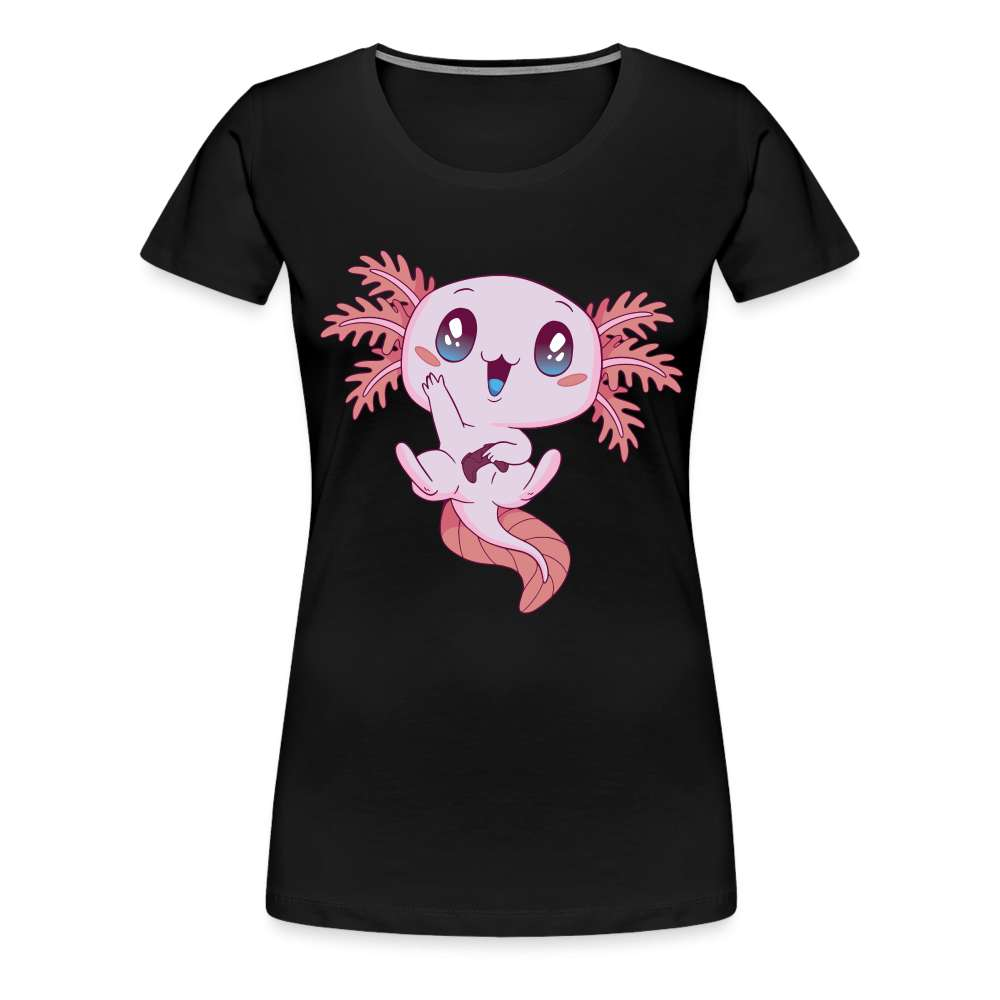 Süßes Axolotl Gaming - Frauen Premium T-Shirt - Schwarz