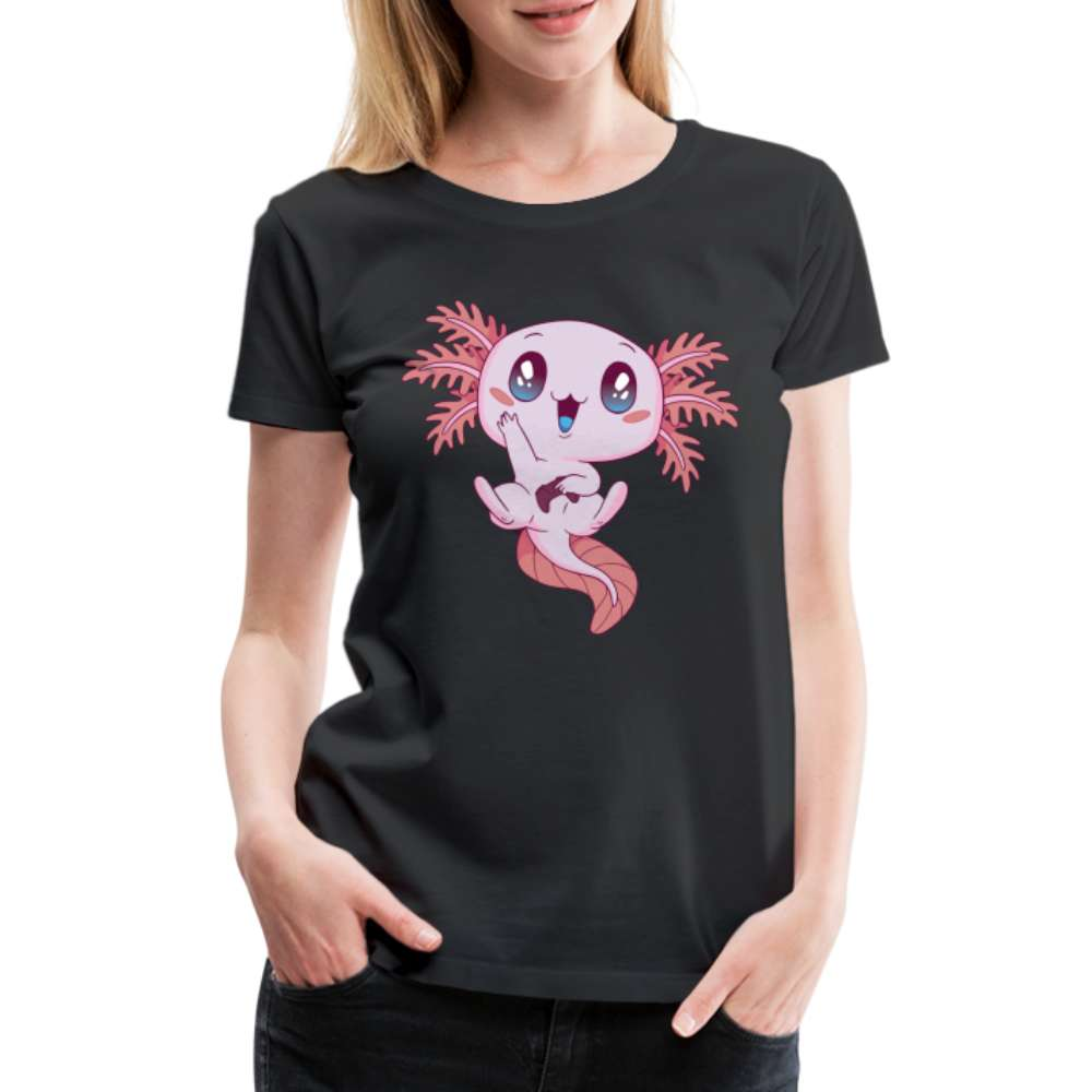 Süßes Axolotl Gaming - Frauen Premium T-Shirt - Schwarz