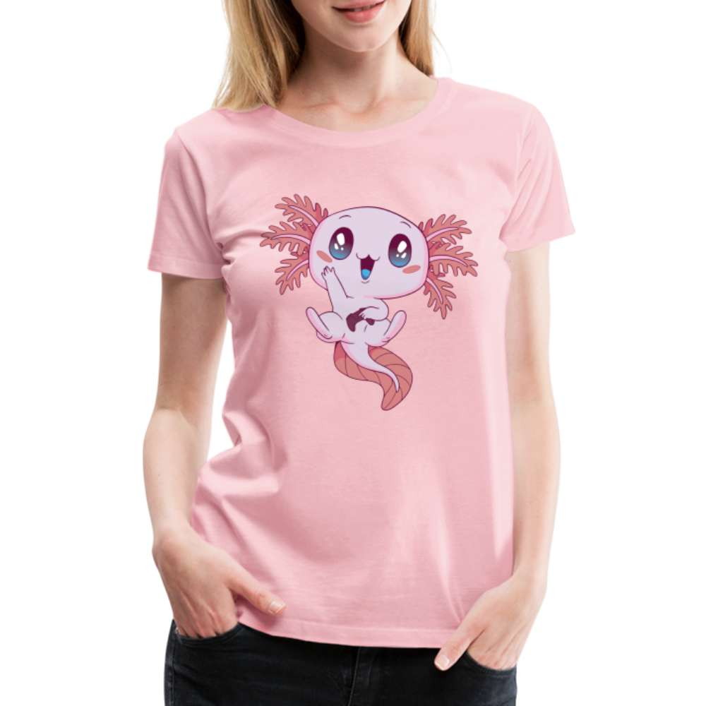 Süßes Axolotl Gaming - Frauen Premium T-Shirt - Hellrosa