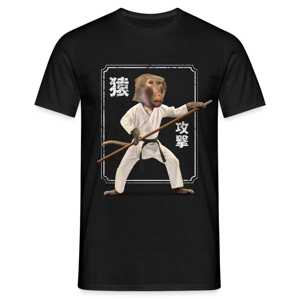 Karate Affe - Lustiger Affe Karate Meister T-Shirt - Schwarz